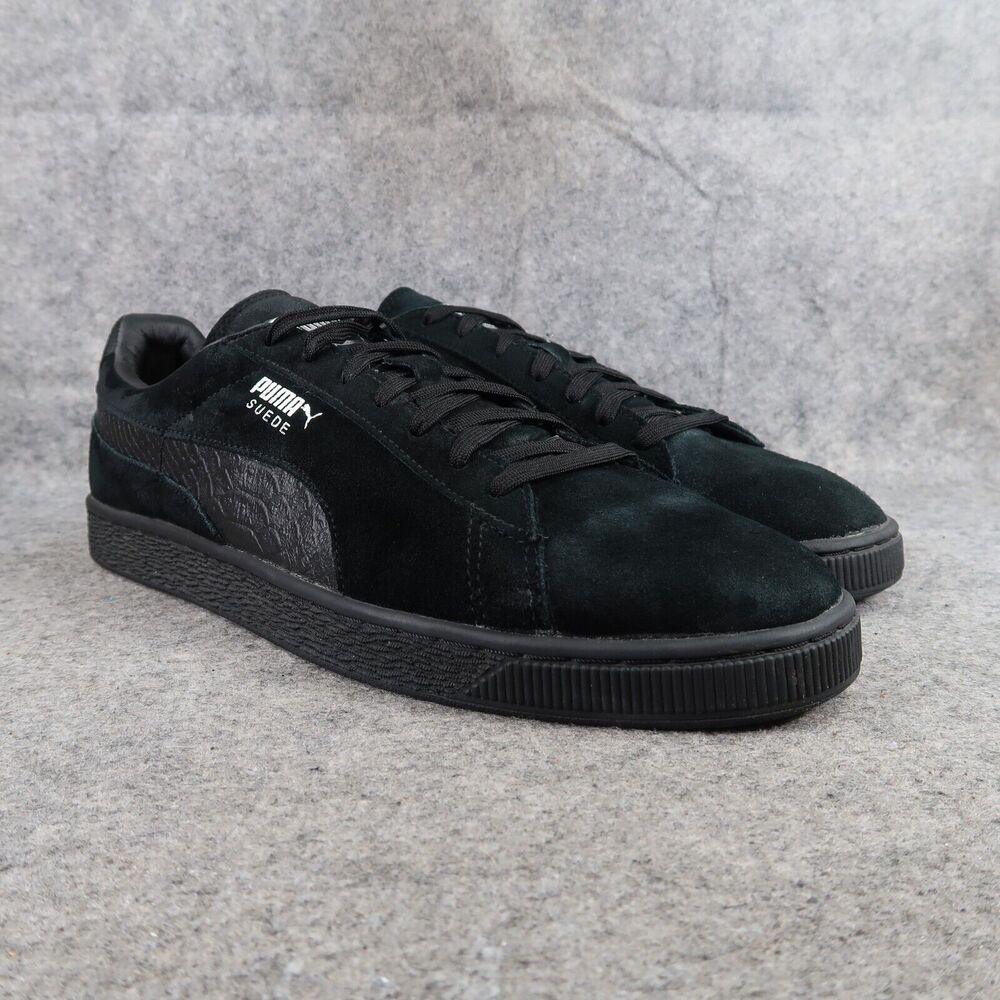 Puma Shoes Mens 13 Sneakers Lifestyle Suede Classic Black Croc Embossed Lace Up